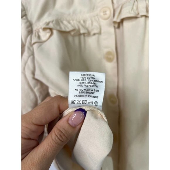 Sea NY Layla Quilted Puff Sleeve Cotton Ruffle Top Women's Tan Size: XXS NWOT - Picture 8 of 9